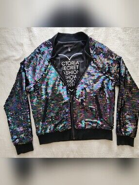 RARE Victoria's Secret Fashion Show London 2014 Sequin Bomber Jacket S